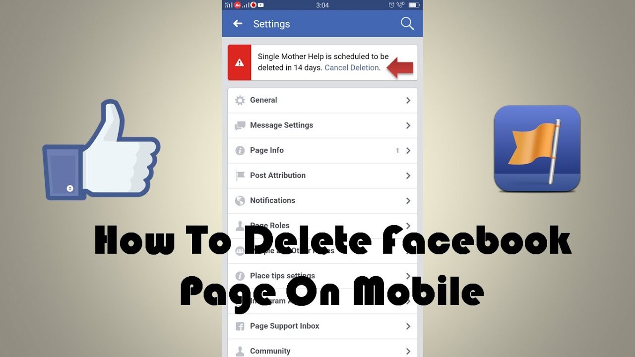 How to delete a Facebook page on mobile?