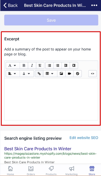 how to display an excerpt from a blog post