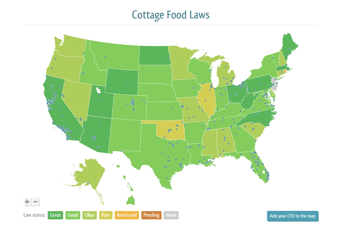 Forrager's website with detailed information of Cottage Food Laws