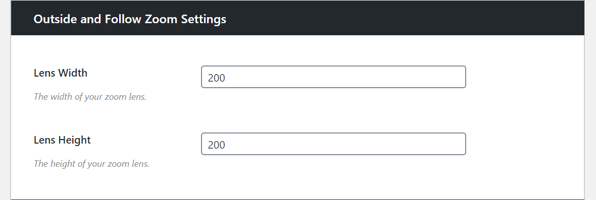 Outside and follow zoom settings