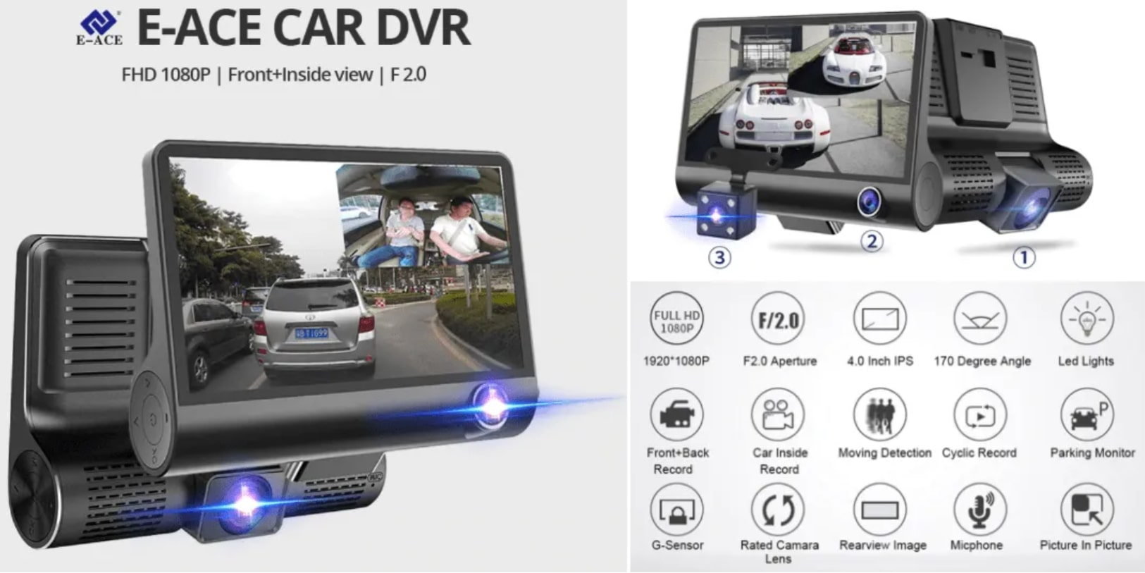  Dash Camera for Front Rear and Inside Recording Best Sellers on Aliexpress