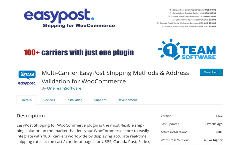 Multi-Carrier EasyPost Shipping Methods & Address Validation for WooCommerce
