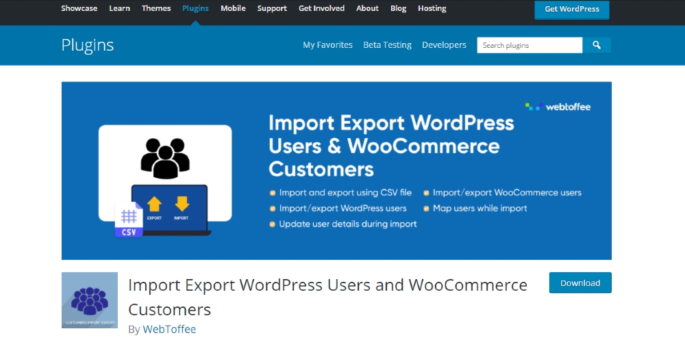 Import Export WordPress Users and WooCommerce Customers screenshot