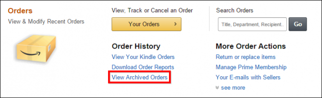 Click Archived Orders at the bottom in the Ordering and shopping preferences subsection