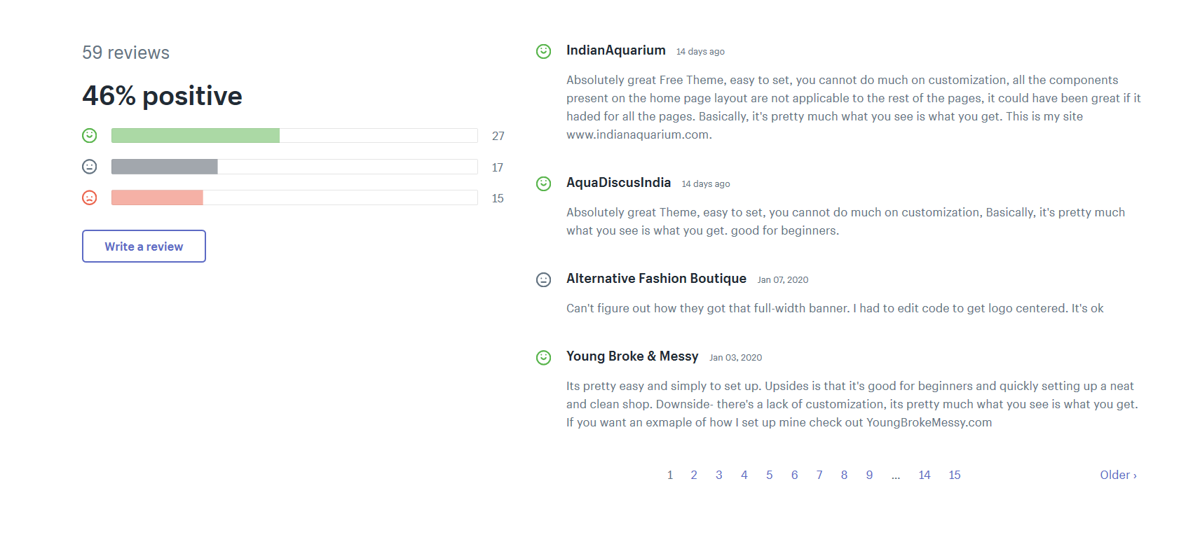 customer reviews on shopify venture theme