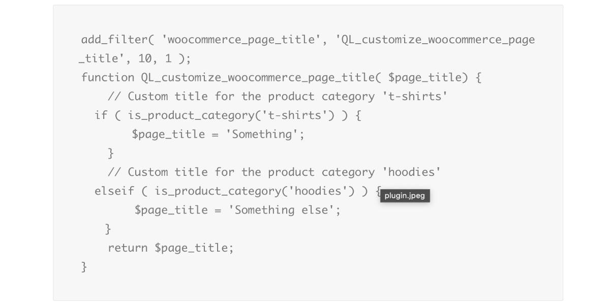 Add a custom category page title with this code