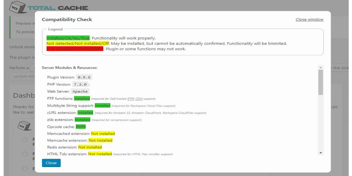 Compatibility Check dashboard