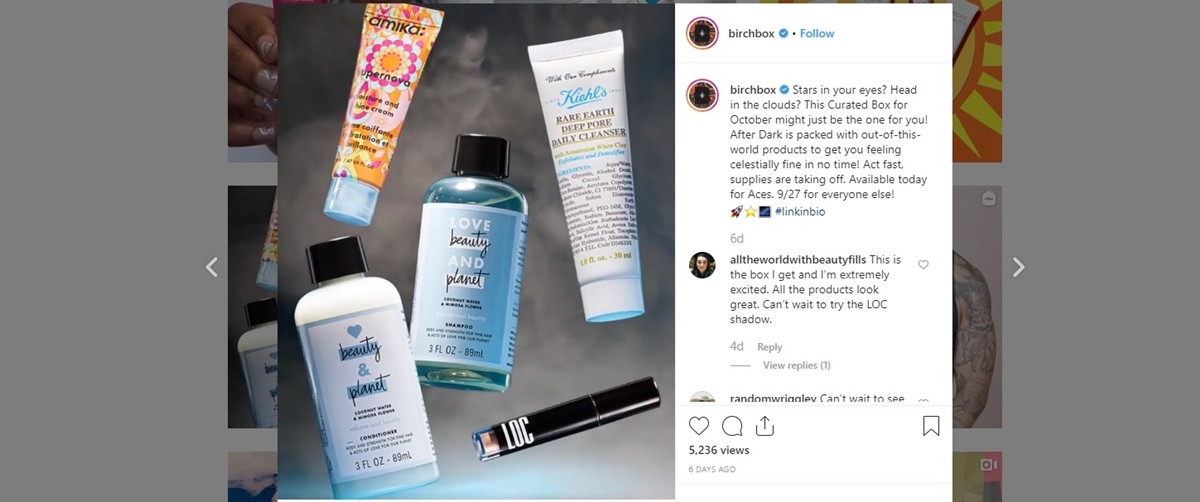 BirchBox's content promotion by updating existing posts