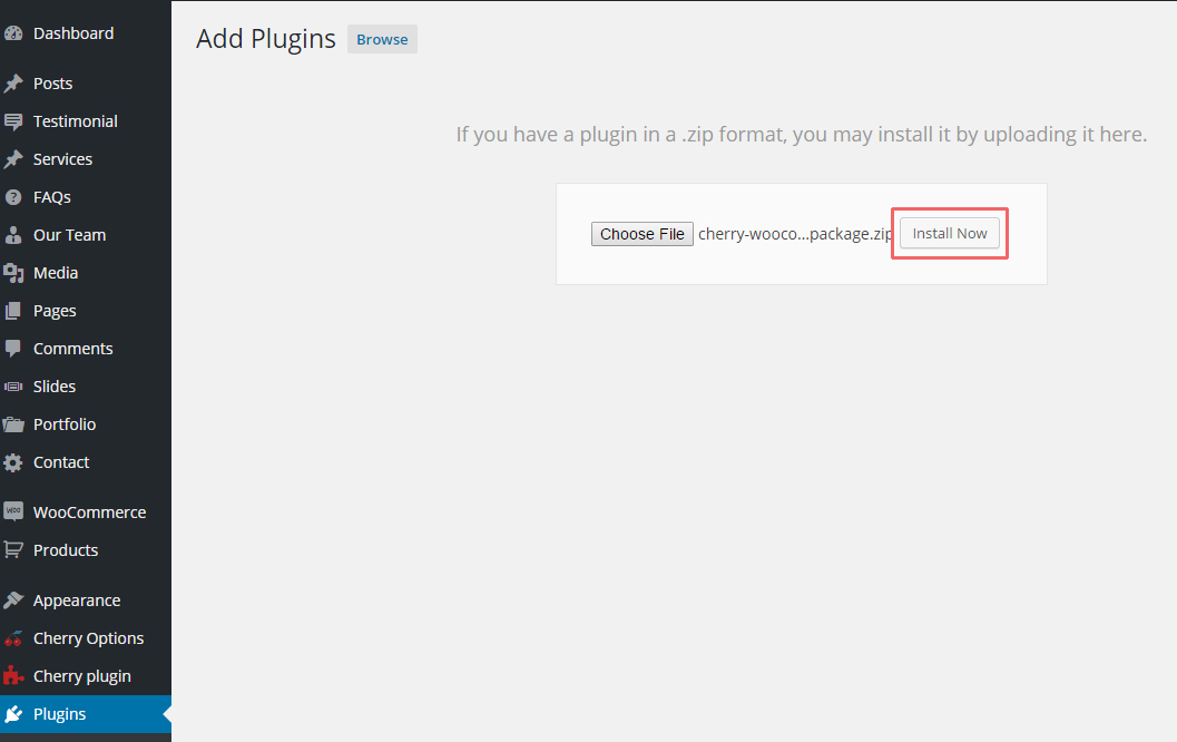 Upload the downloaded plugin