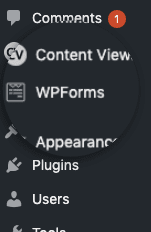 Return to your WordPress dashboard's left-hand side menu and select WPForms: