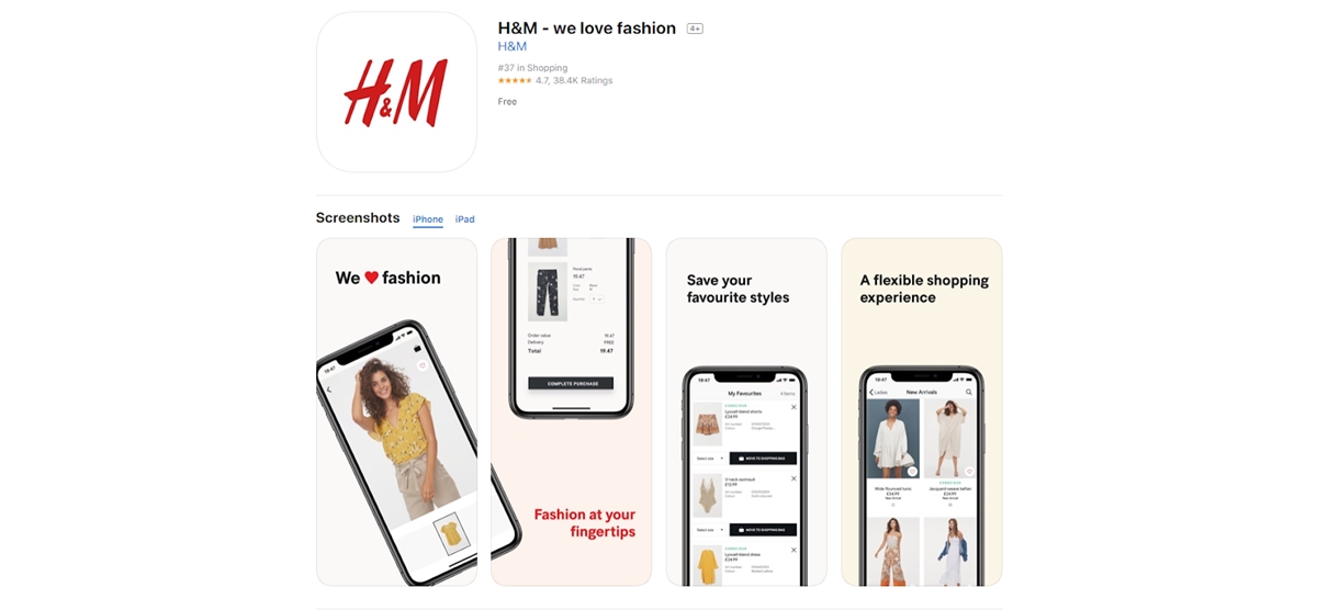 examples of superb mobile eCommerce: H&M