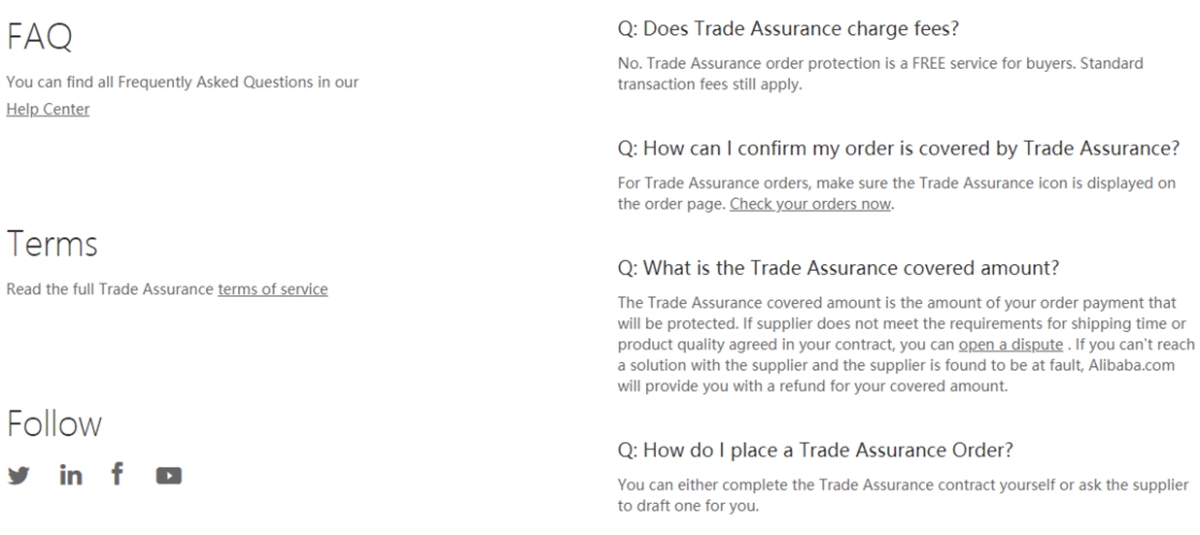 FAQs about Trade Assurance on Alibaba