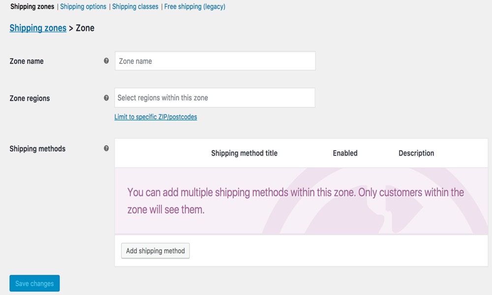 Set up Shipping zones