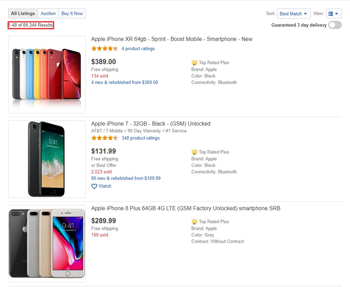 eBay has almost 90,000 phones with the tag Apple