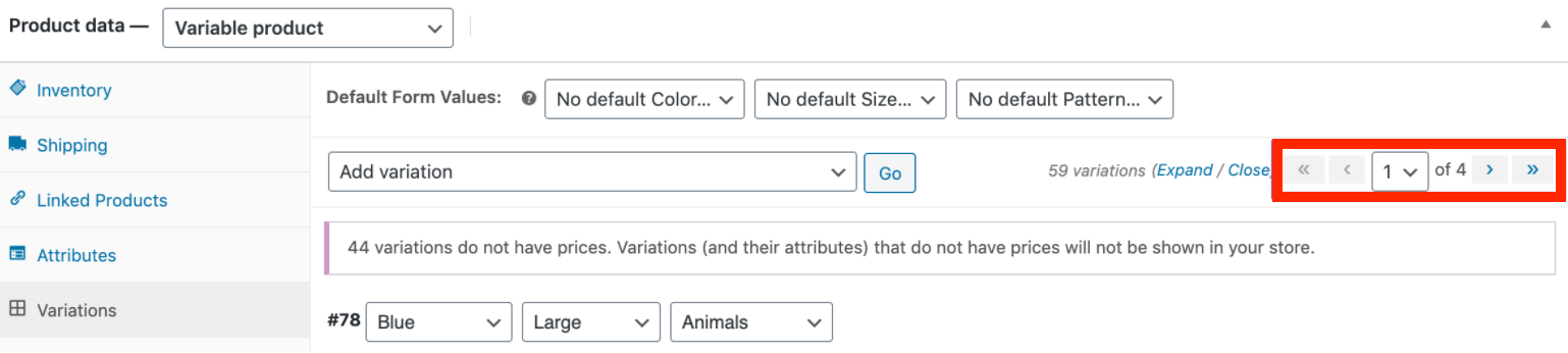 Configure numerous Variations