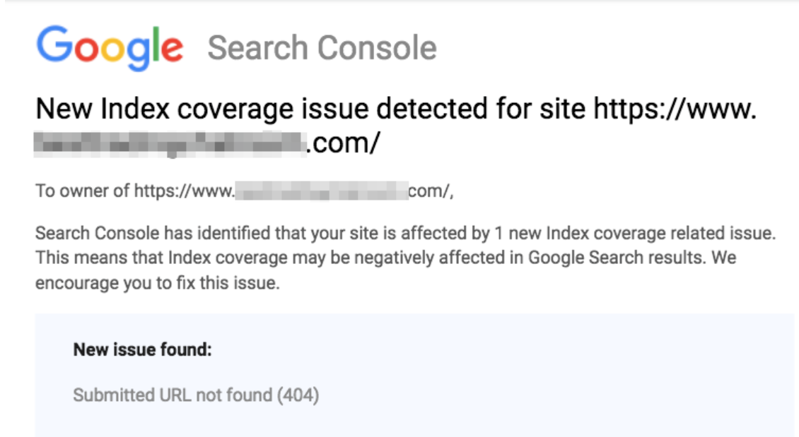 Broken links message was sent from Google Search console