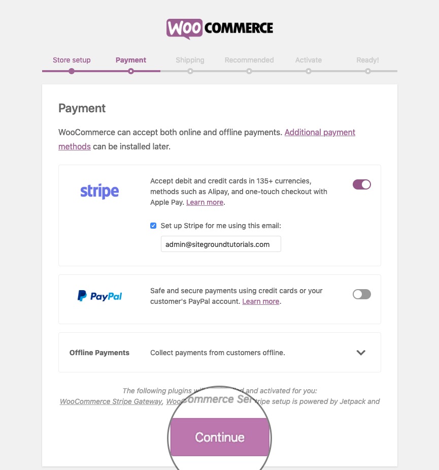 Configuration of Payment