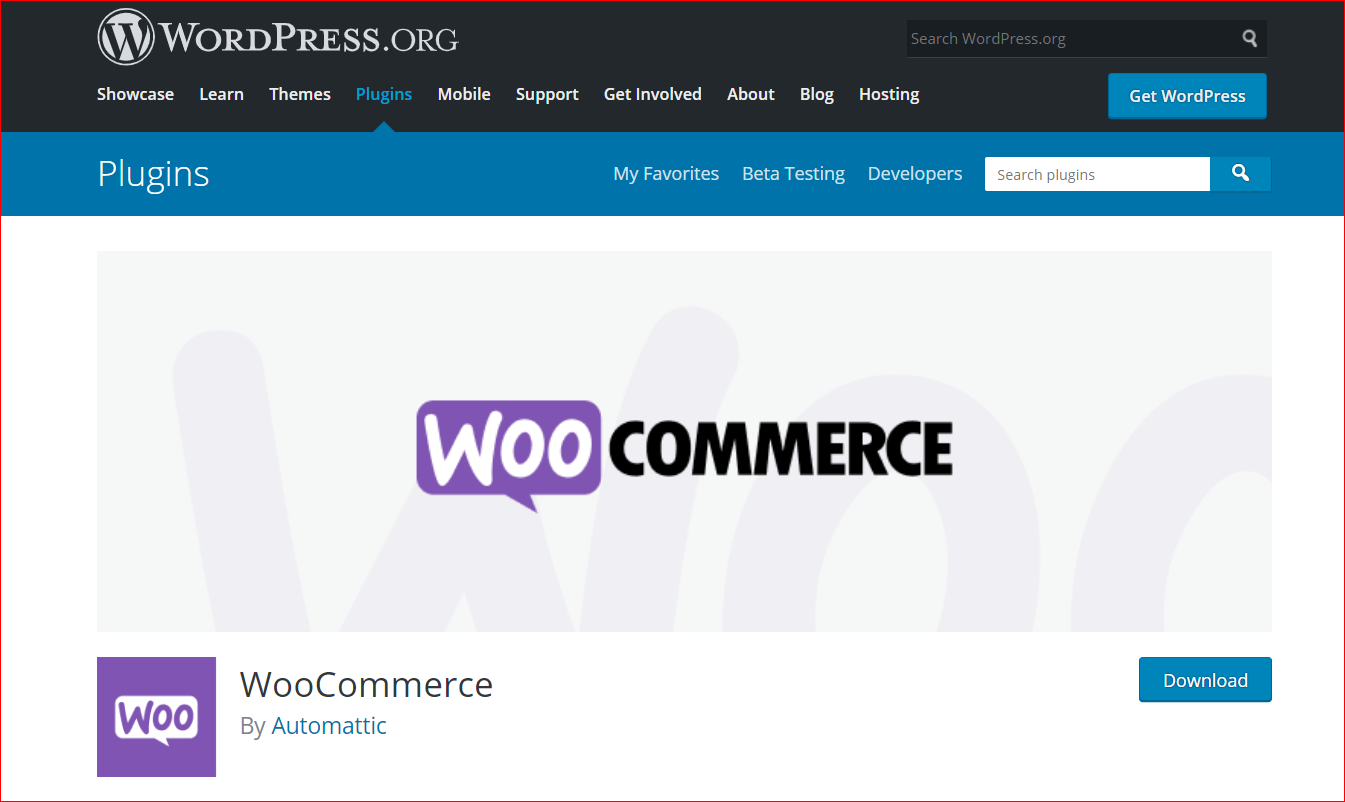 Downloading the plugin WooCommerce