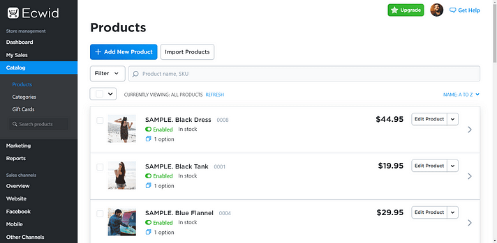 Ecwid Interface and ease of use