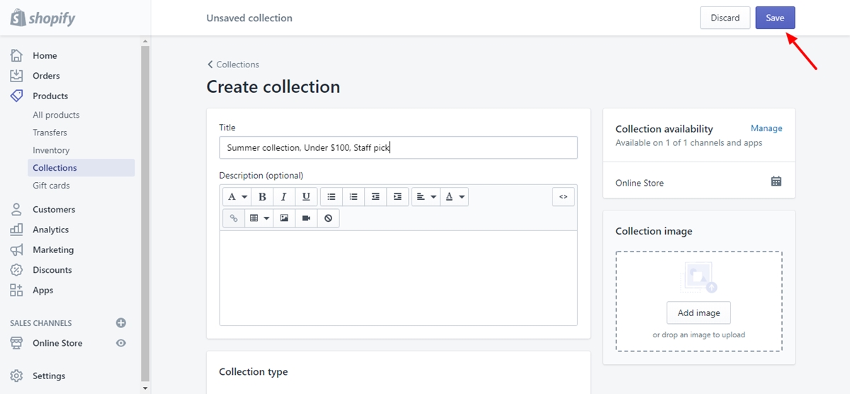 how to seo collection page on shopify