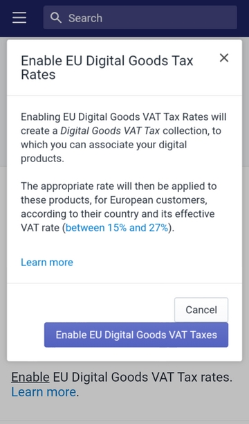 enable the VAT rates for digital goods