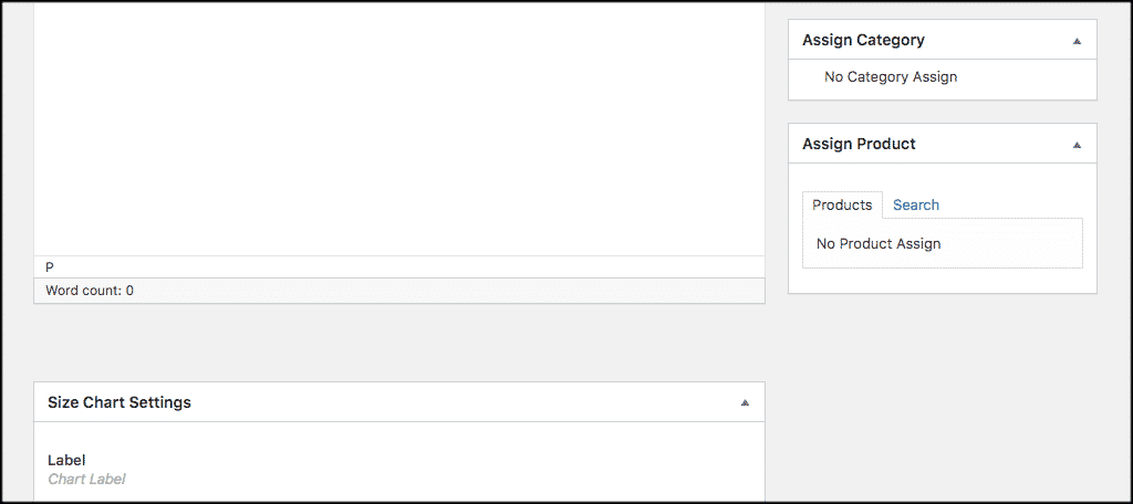 Add the Product Size Chart