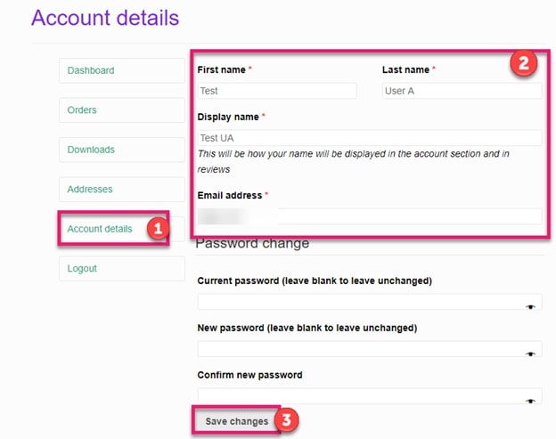 WooCommerce Account Details