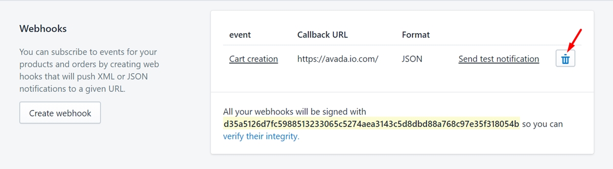 How to delete Shopify webhooks
