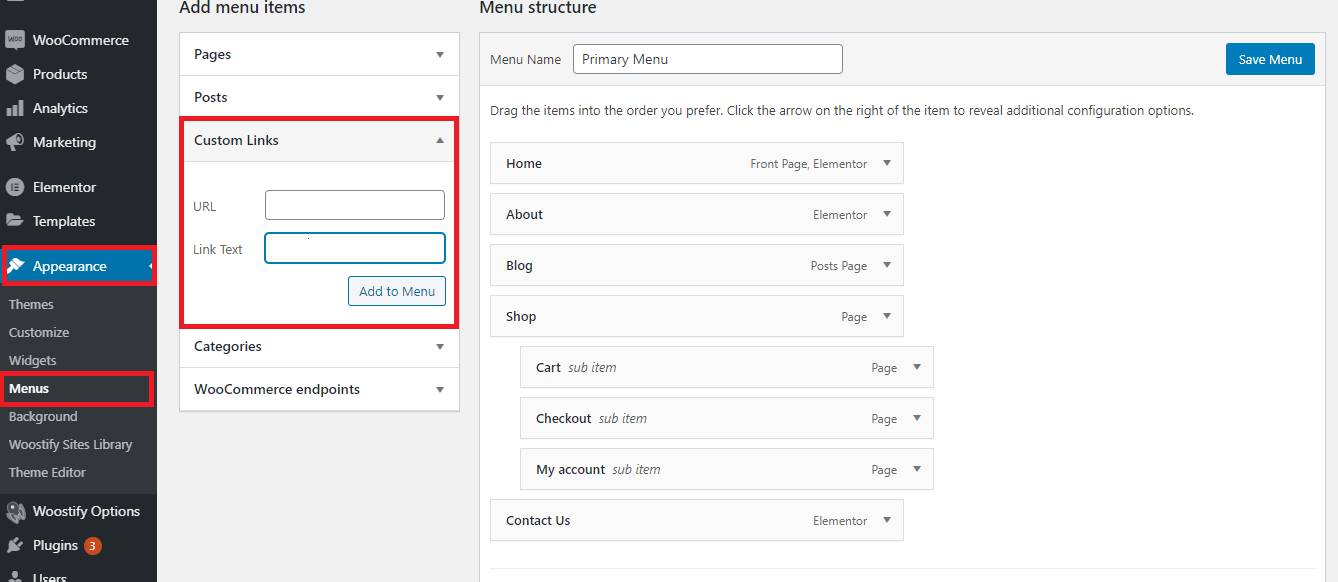 Then select Add to Menu from the drop-down menu.