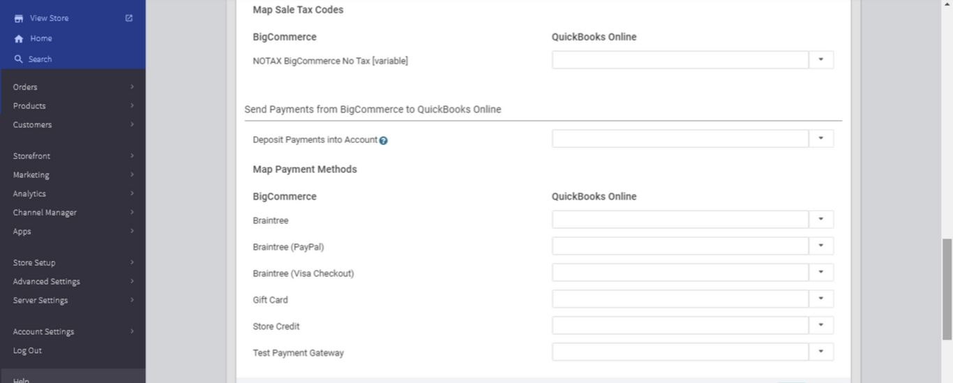 integrate Quickbooks online with BigCommerce
