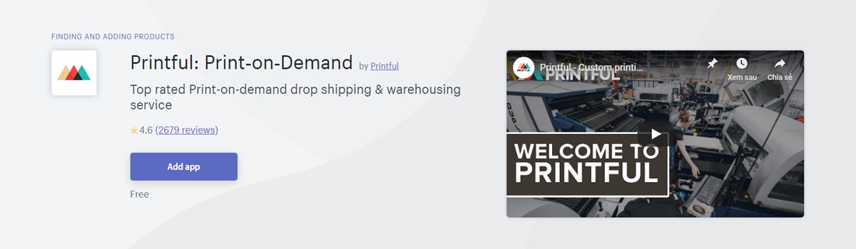 Shopify dropshipping apps - Printful