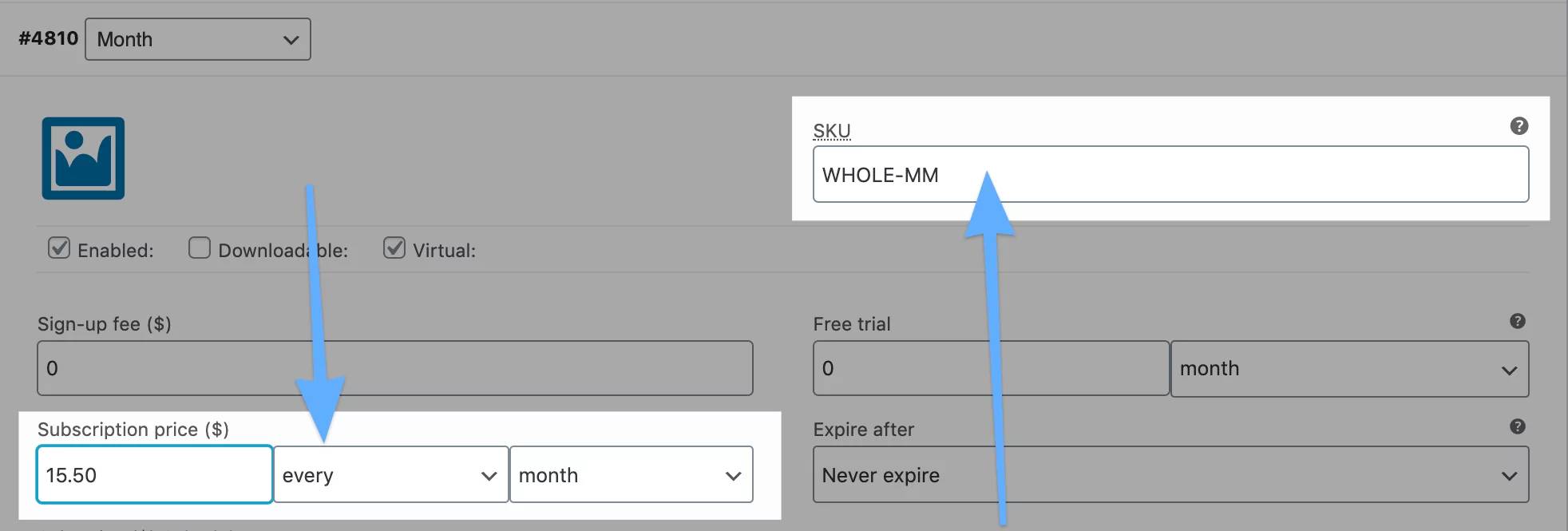 Fill in the pricing information