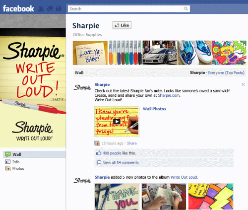 Colorful Facebook posts of Sharpie