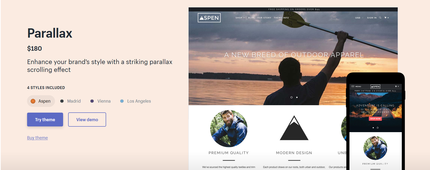 best shopify mobile responsive theme: Parallax theme