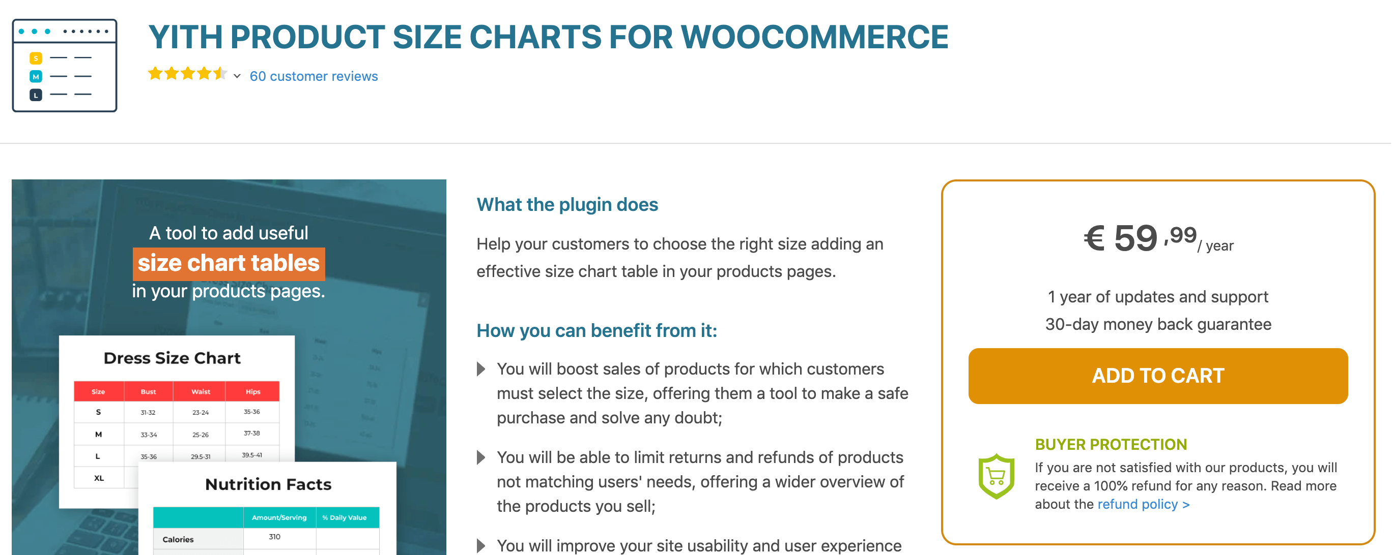 YITH Product Size Charts for WooCommerce