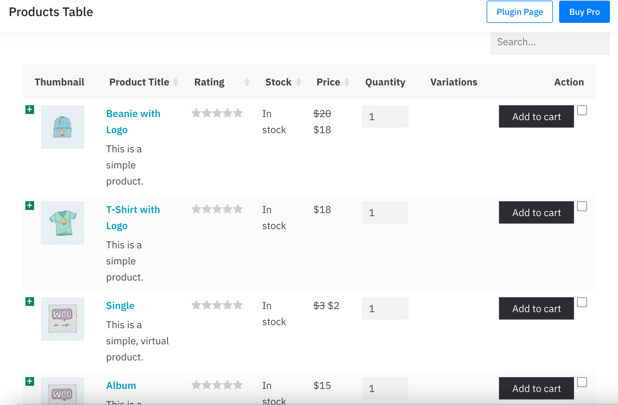 It also allows you to select which columns should be displayed in the product table