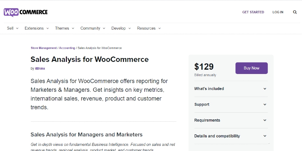 Sales Analysis for WooCommerce screenshot