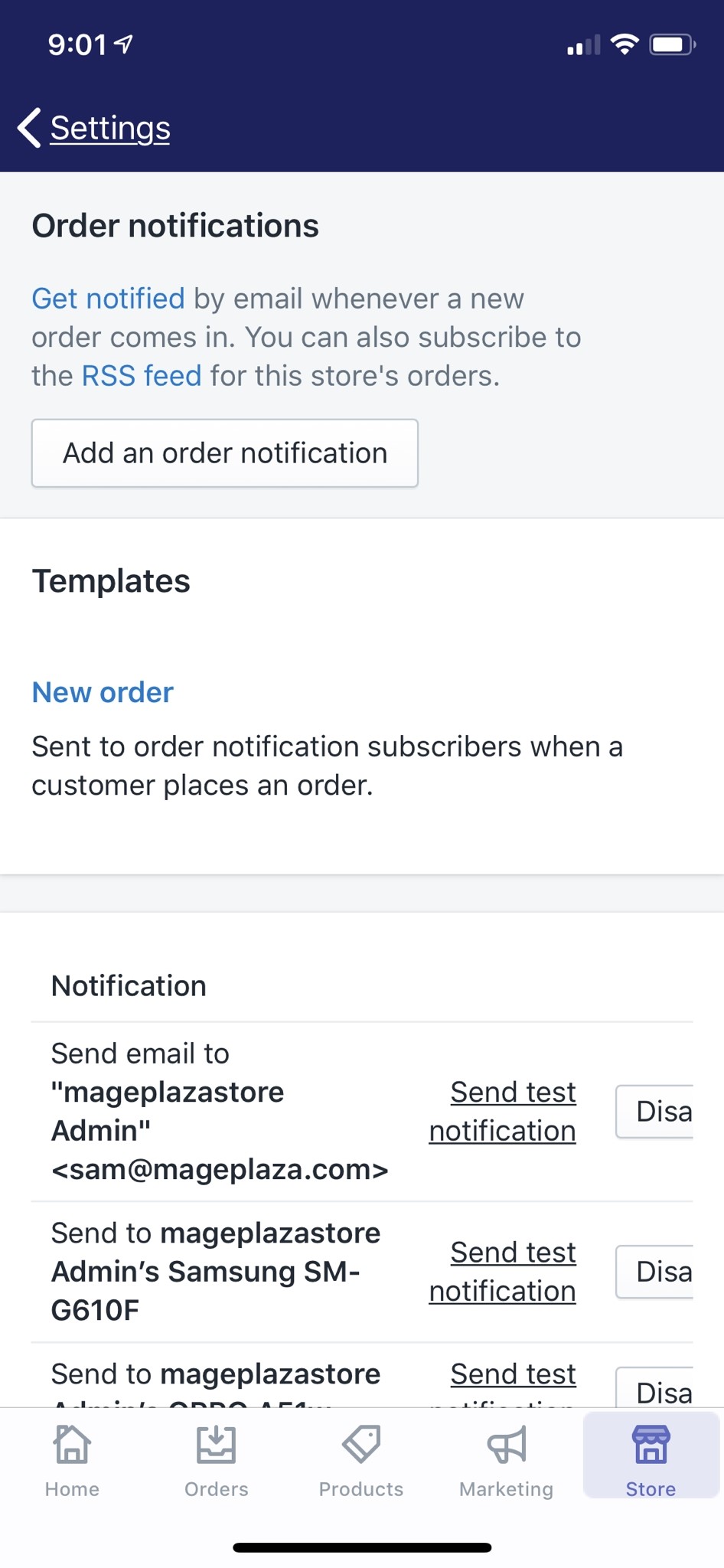 How to delete an order notification