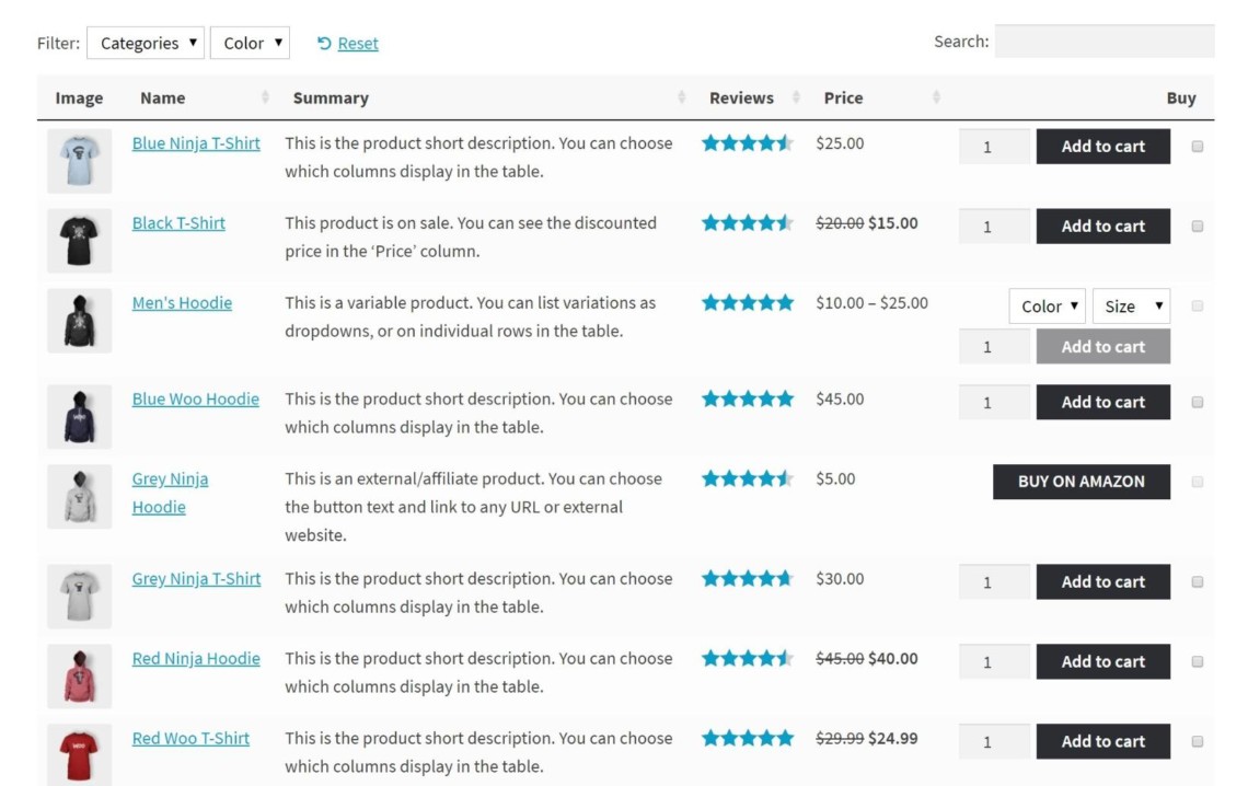 Improve your WooCommerce shopping cart by using the table layouts