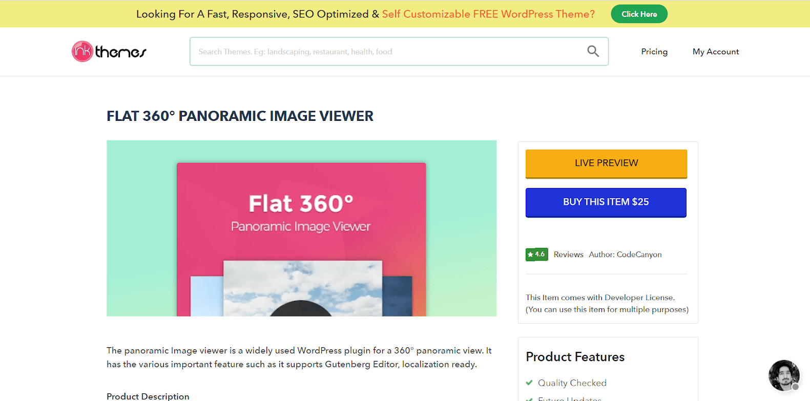 Flat 360° Panoramic Image Viewer