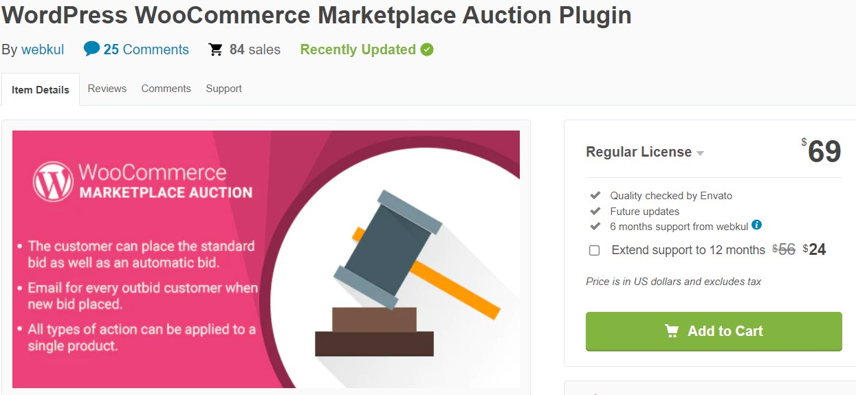 WordPress WooCommerce Marketplace Auction