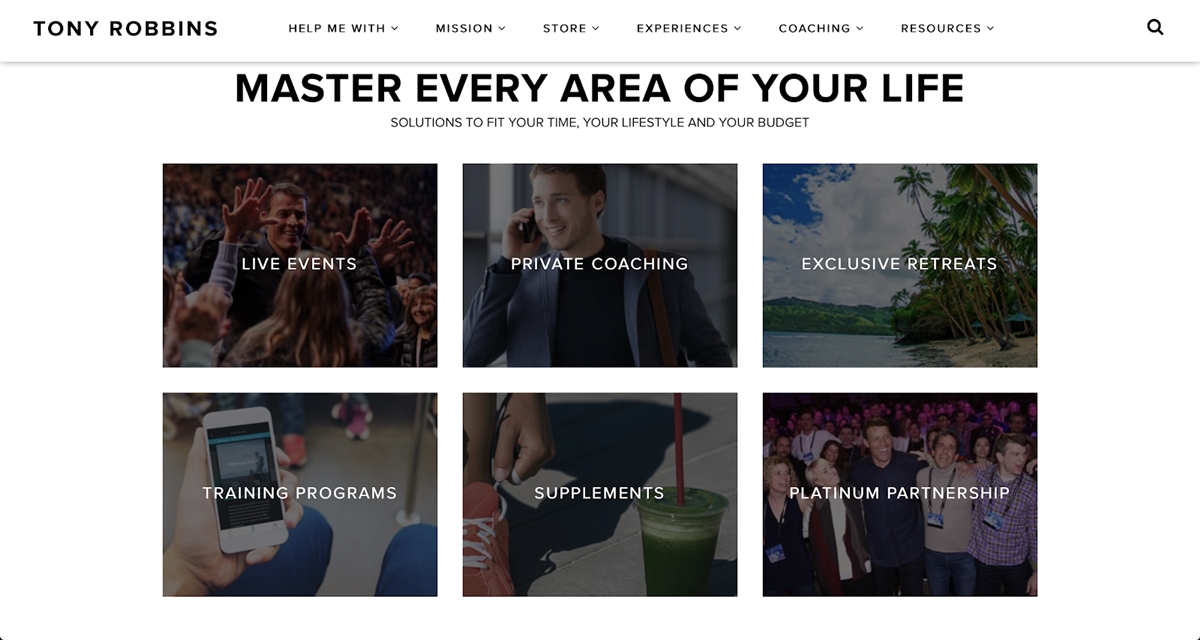 Tony Robbins’ website