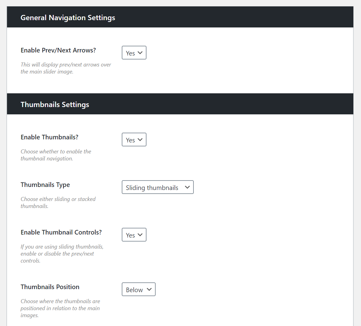 Navigation settings