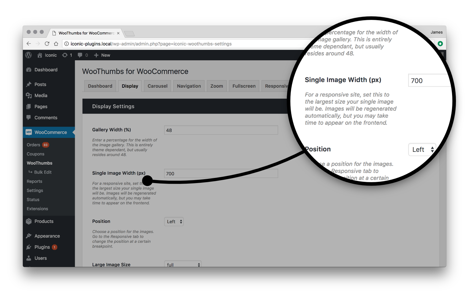 Customize image sizes