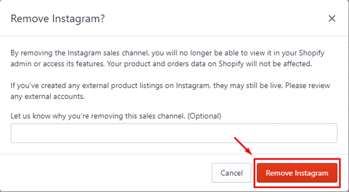 To remove an online sales channel from your Shopify admin on Desktop 4
