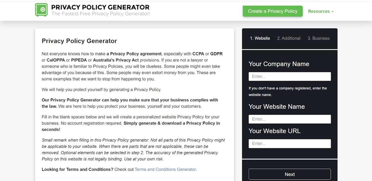 Privacy Policy Generator