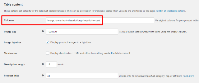 Fill in the Columns area like this example