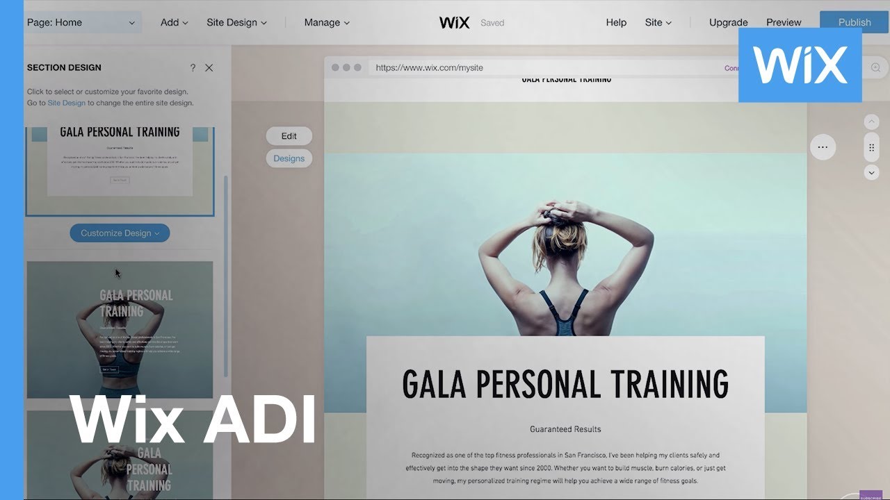 Wix ADI provides a simple Wizard system to help its users build up their sites