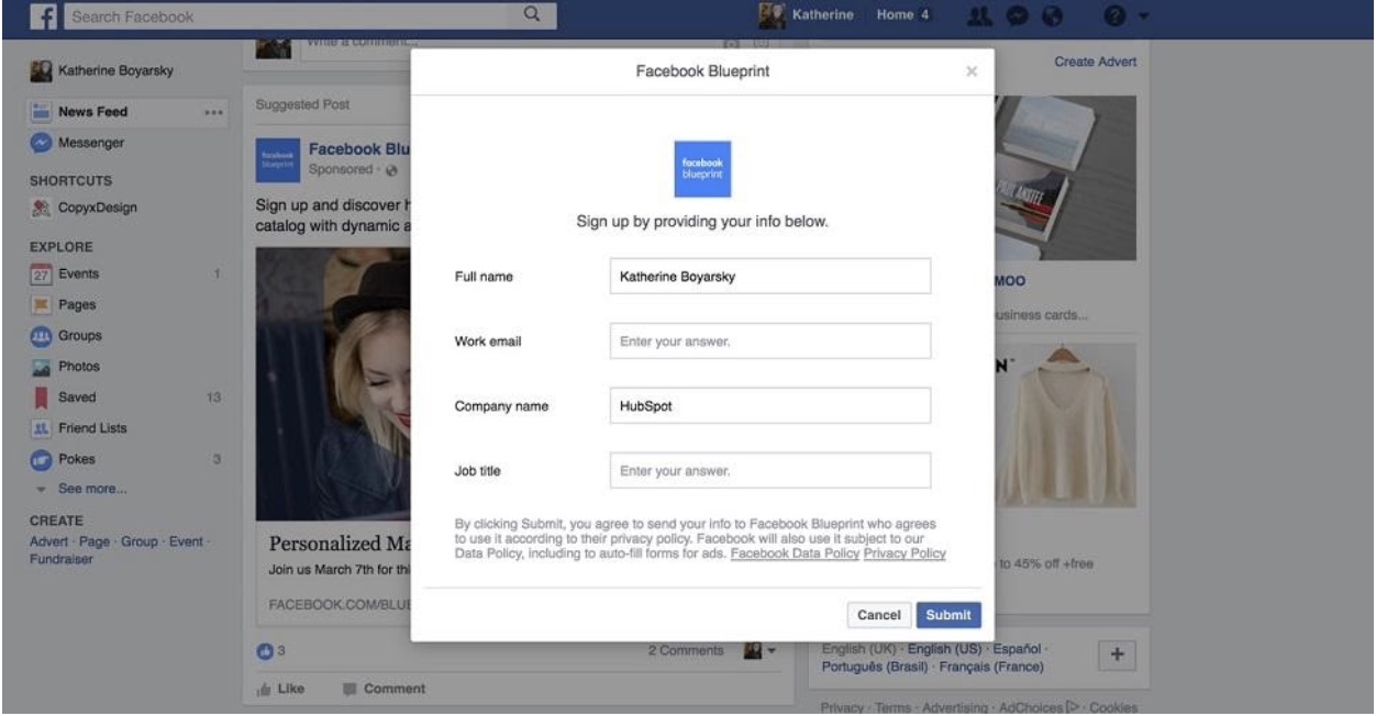 Facebook ads examples event