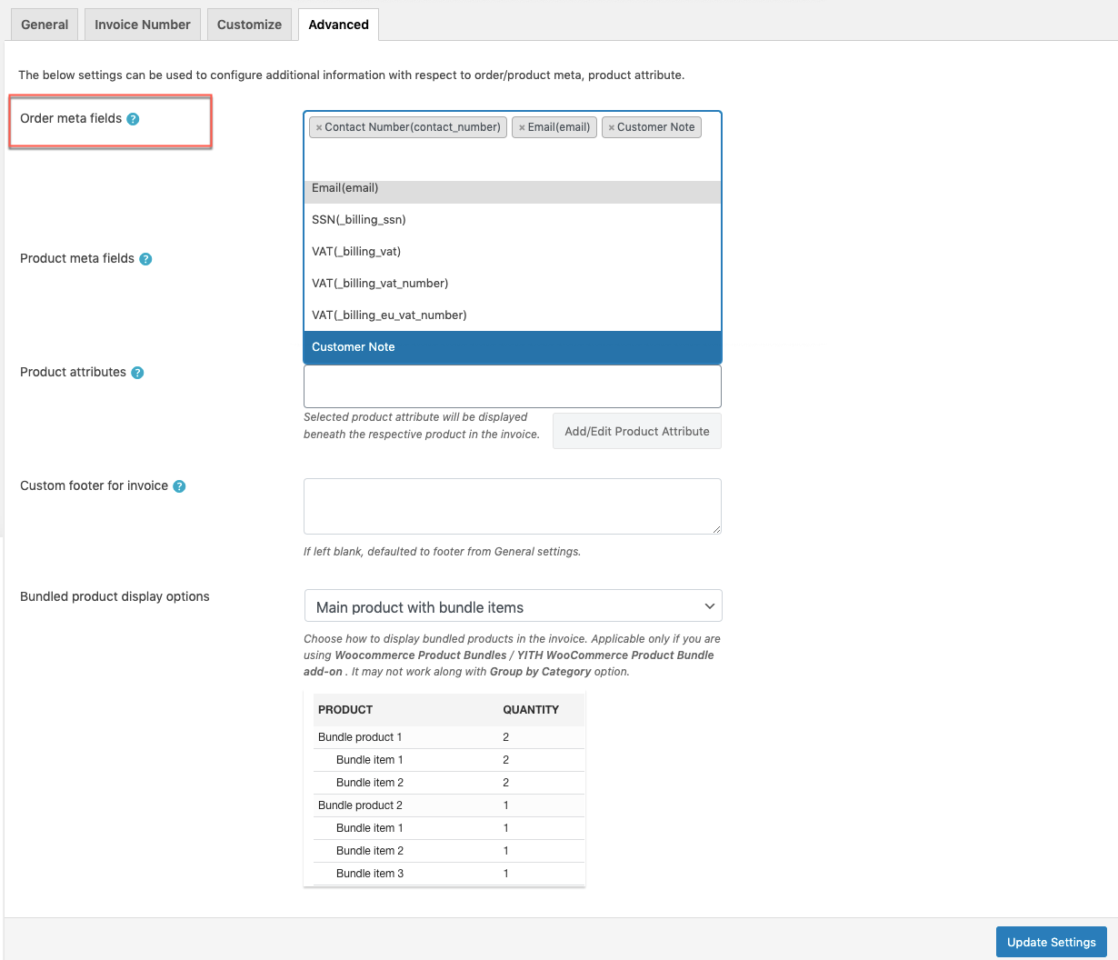 Configure the settings to add a customer note